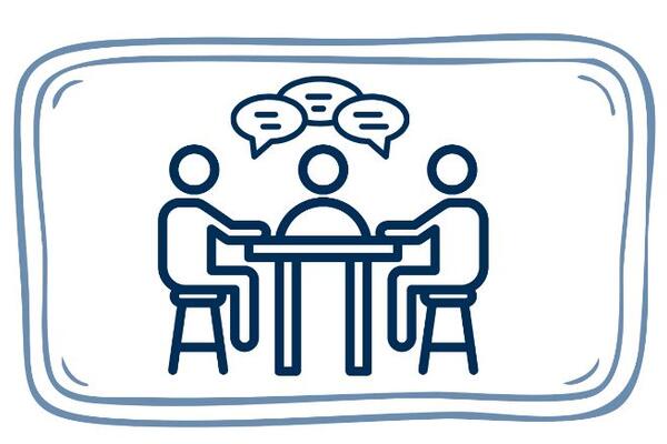 Grafik - drei Menschen im Gespräch